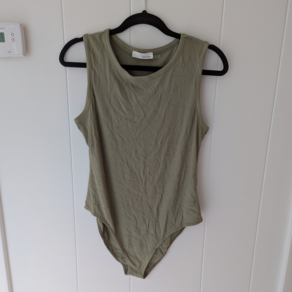 Olive Green Sleeveless Bodysuit